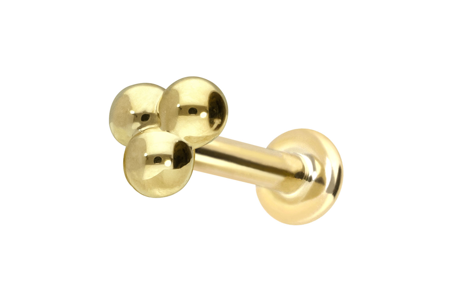 14 Karat Gold Labret Piercing mit Push Fit 3 KUGELN